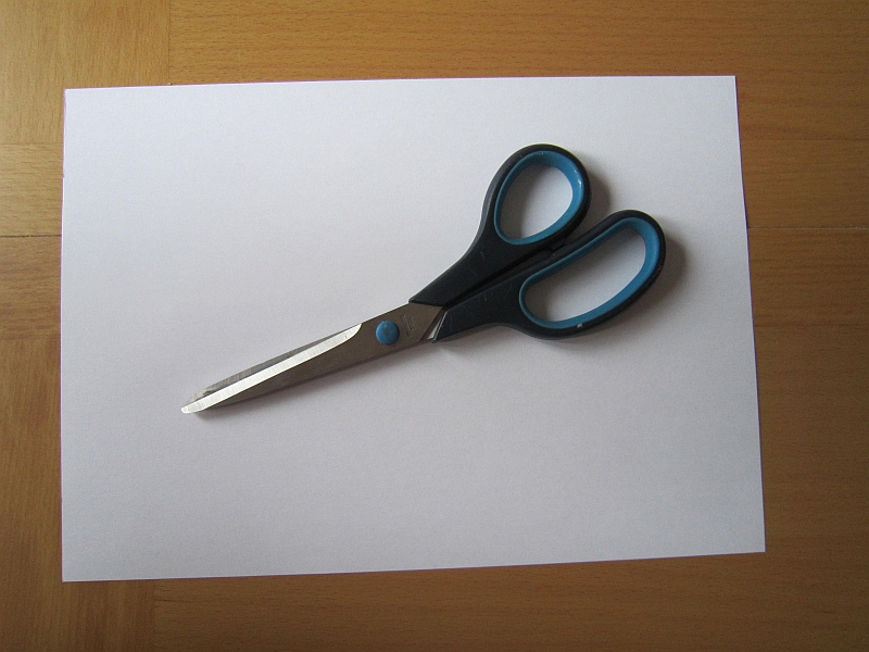 1. Budete potřebovat papír a nůžky. Pokud chcete vyrábět drobné vločky připravte si tenký papír a opravdu ostré nůžtičky.  Monika pro dokumentaci použila papír A4